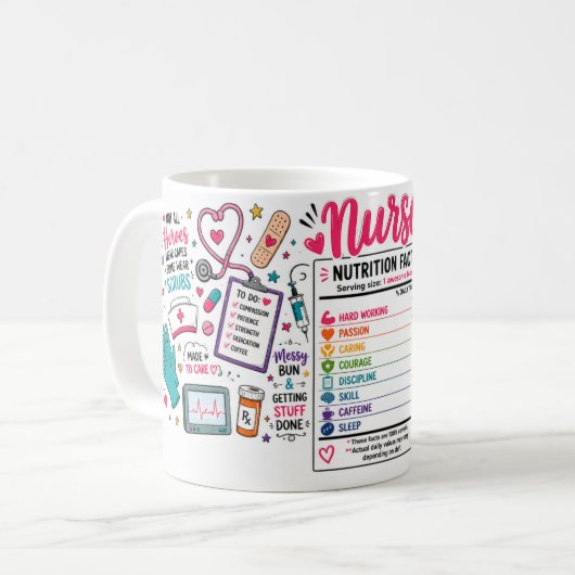 Mug Faits Nutritionnels Infirmière Drôles (Devant gauche)