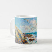 Mug Falaise impressionniste de la côte avec mouette – (Devant gauche)