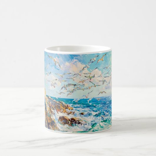 Mug Falaise impressionniste de la côte avec mouette – (Centre)