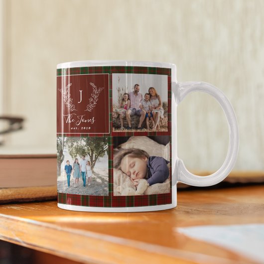 Mug Famille 8 photo collage monogramme nom personnalis