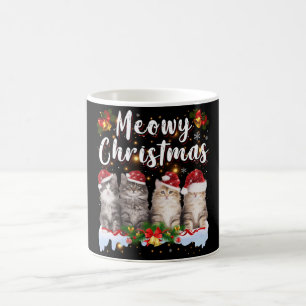 Mug Famille Cat Meowy Correspondant Pajamas de Noël Pè