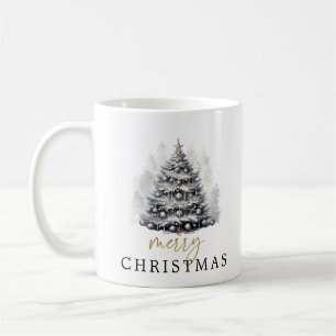 Mug Famille d'arbre de Noël noir et blanc moderne