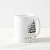Mug Famille d'arbre de Noël noir et blanc moderne (Devant droit)