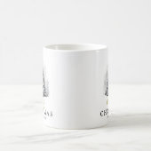 Mug Famille d'arbre de Noël noir et blanc moderne (Centre)