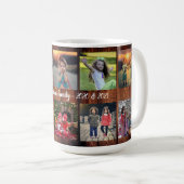 Mug Famille de bois rustique photo collage nom de fami (Devant droit)