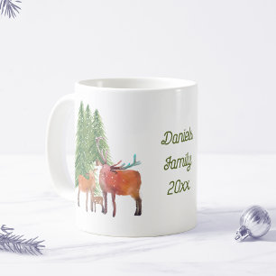 Mug Famille de Cerfs à Noël Personnalisé