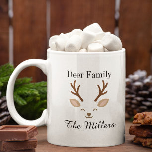 Mug Famille de Cerfs Minimaliste Renne Noël