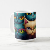 Mug Famille de chats couleur Whimsical 1 (Devant gauche)