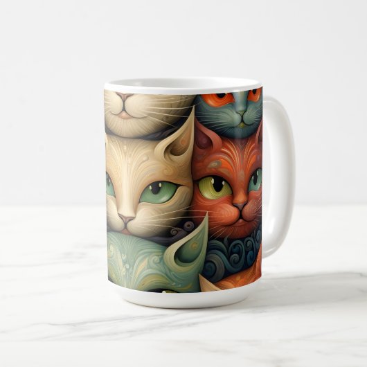 Mug Famille de chats couleur Whimsical 3b (Devant droit)