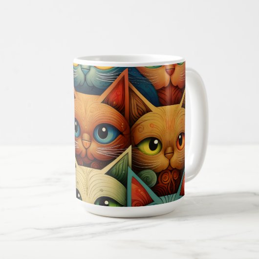Mug Famille de chats couleur Whimsical 4b (Devant droit)
