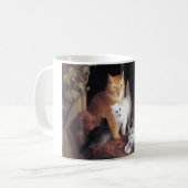 Mug Famille de chats et feuille d'ivoire par Henriette (Devant gauche)