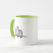 Mug Famille de hibou géométrique stylisée violet (Devant gauche)