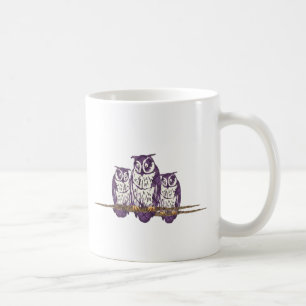 Mug Famille de hibou géométrique stylisée violet