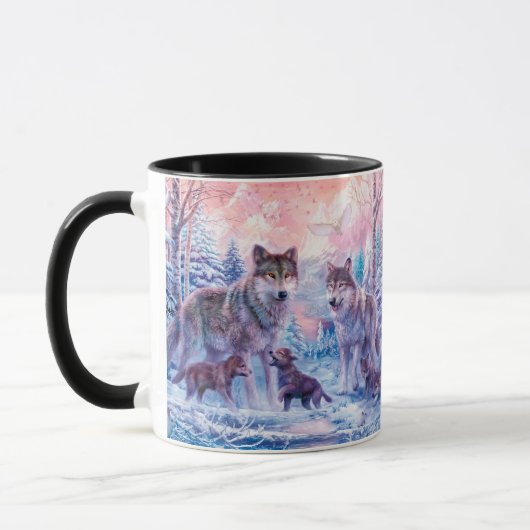 Mug Famille De Loups Peignant (Gauche)