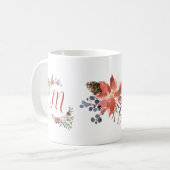 Mug Famille de Noël Monogramme Aquarelle Florale (Devant gauche)