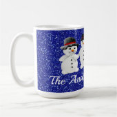 Mug Famille de quatre Snowmen Blue Sparkle Winter (Gauche)