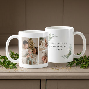 Mug Famille de trois premier Noël Photo esthétique