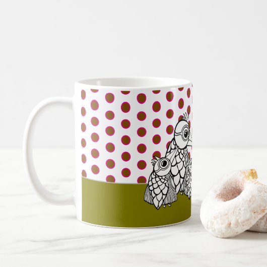 Mug Famille d'oiseaux et Pois (Avec donut)