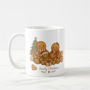Mug Famille en pain d'épices avec arbre de Noël aquare