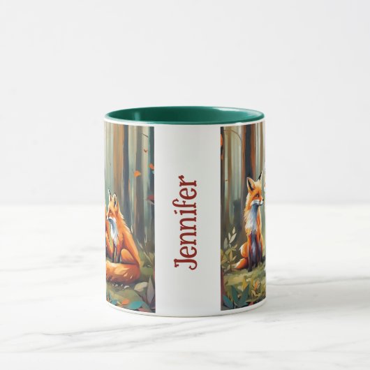 Mug Famille Fox dans la forêt. Nom modifiable (Centre)