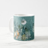 Mug Famille Fox en forêt Pleine lune neige (Devant gauche)
