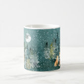 Mug Famille Fox en forêt Pleine lune neige (Centre)