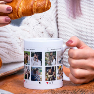 Mug Famille moderne 8 photos style instagram simple