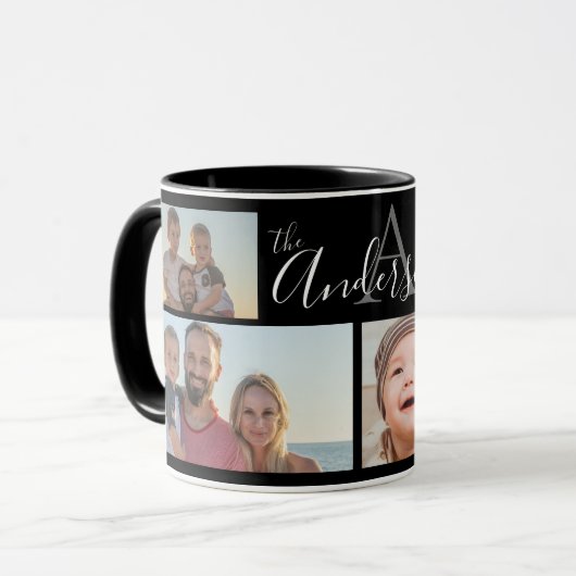 Mug Famille Monogramme Quatre Photo Customisée Kee (Devant gauche)