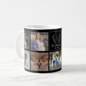 Mug Famille multi photo monogramme noir et blanc (Devant gauche)