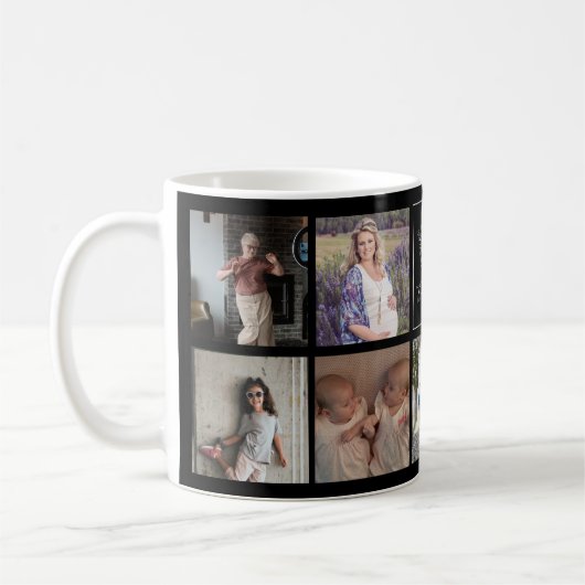 Mug Famille multi photo noir et blanc monogrammed (Gauche)