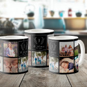 Mug Famille multi photo noir et blanc monogrammed