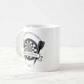 Mug Famille noire et blanche Nom personnalisé Dart (Devant gauche)
