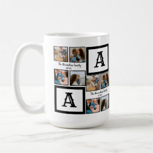 Mug Famille personnalisée 4 photo collage monogramme