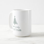 Mug Famille personnalisée arbre de Noël simple vert (Devant gauche)