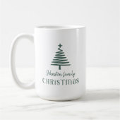 Mug Famille personnalisée arbre de Noël simple vert (Gauche)