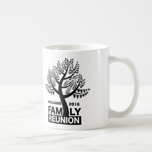 Mug Famille Réunion Coeur Arbre Noir Silhouette (Droite)