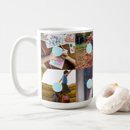 Mug Famille simple 8 Photos Collage (Avec donut)