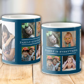 Mug Famille Tout Citer 6 Photo Collage Bleu