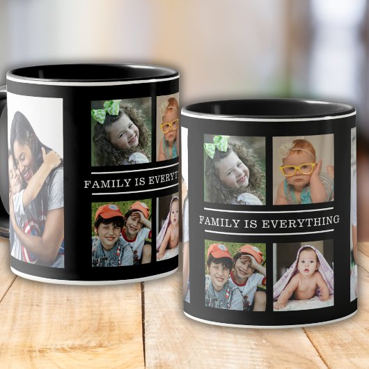 Mug Famille Tout Citer 6 Photo Collage Noir