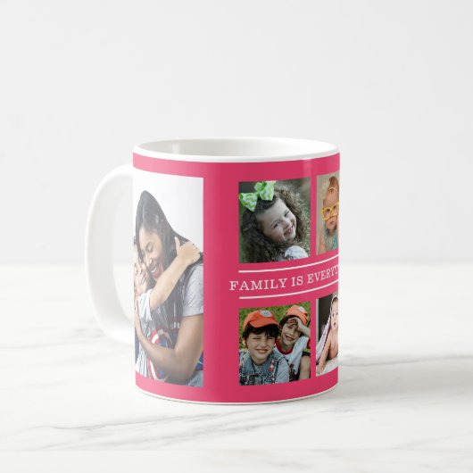 Mug Famille Tout Citer Rose 6 Photo Collage (Devant gauche)