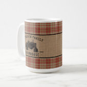 Mug Famille Tracteur Farmhouse Red Plaid Burlap Large (Devant gauche)