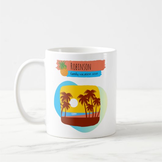 Mug Famille Tropical Beach Vacances Souvenir (Gauche)
