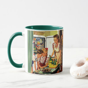 Mug Famille Vintage, Maman avec Enfants, Snacks dans l