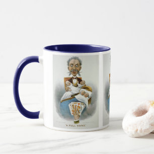 Mug Famille vintage, père avec des bébés et main de po