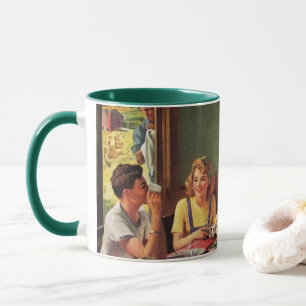 Mug Famille vintage prenant le petit déjeuner dans la 