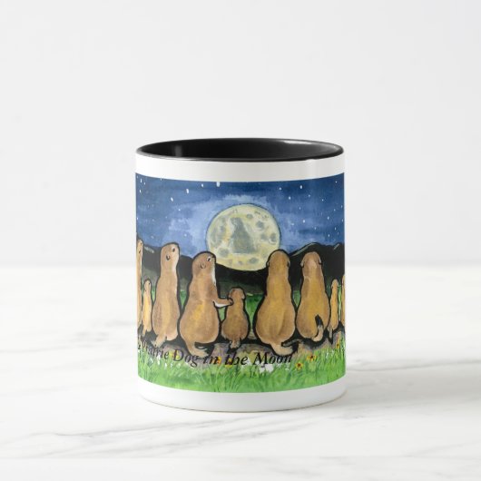Mug Familles de chien de prairie observant la lune, (Centre)