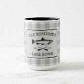 Mug Family Lake House Oars Poisson Russe Blanc Plaid B (Centre)
