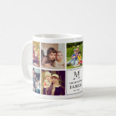 Mug Family Monogram 9 Photo Collage and Custom Text (Devant gauche)