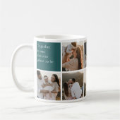 Mug Family Quote 8 Photo Collage Teal (Gauche)