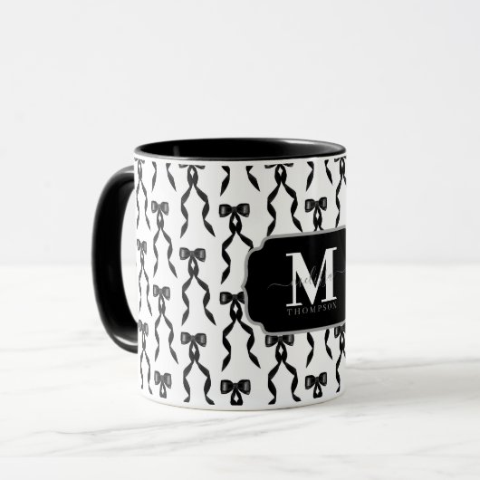 Mug Fancy Black Bow Monogramme (Devant gauche)